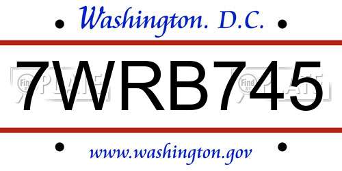 7WRB745 District Of Columbia License Plate