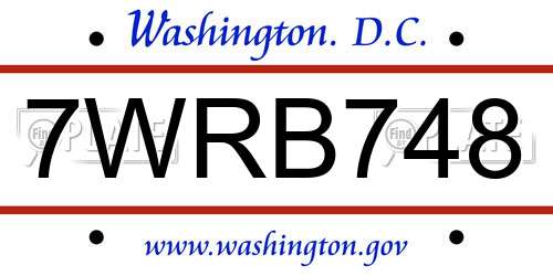 7WRB748 District Of Columbia License Plate