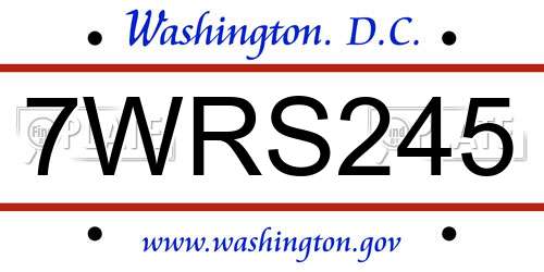 7WRS245 District Of Columbia License Plate