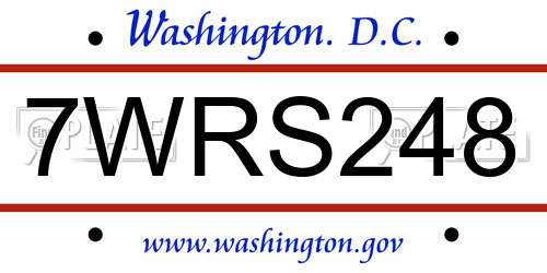7WRS248 District Of Columbia License Plate