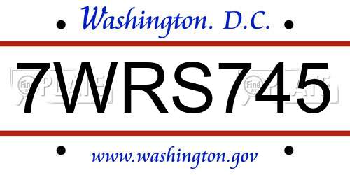 7WRS745 District Of Columbia License Plate