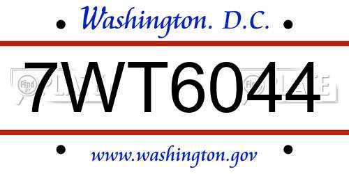 7WT6044 District Of Columbia License Plate