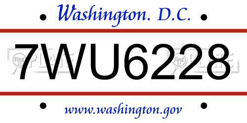 7WU6228 District Of Columbia License Plate