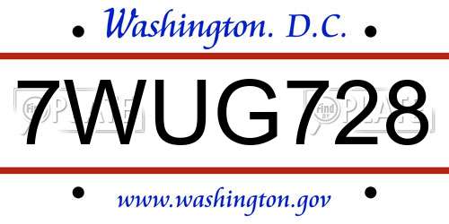 7WUG728 District Of Columbia License Plate