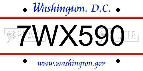 7WX590 District Of Columbia License Plate