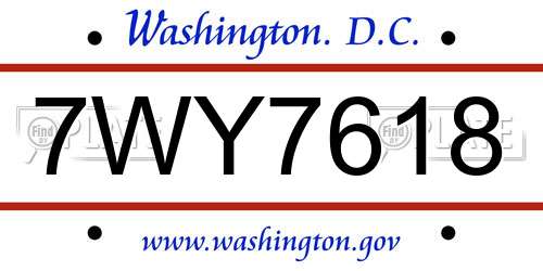 7WY7618 District Of Columbia License Plate