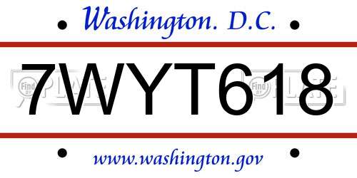 7WYT618 District Of Columbia License Plate