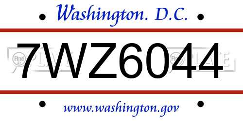 7WZ6044 District Of Columbia License Plate