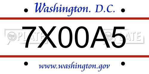 7X00A5 District Of Columbia License Plate