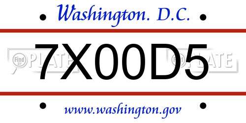 7X00D5 District Of Columbia License Plate