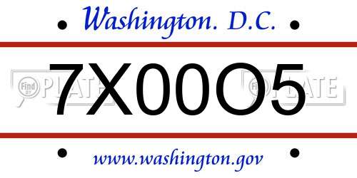 7X00O5 District Of Columbia License Plate