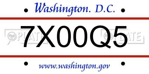7X00Q5 District Of Columbia License Plate