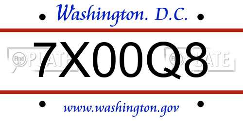 7X00Q8 District Of Columbia License Plate