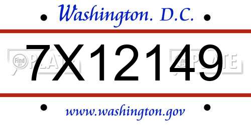 7X12149 District Of Columbia License Plate