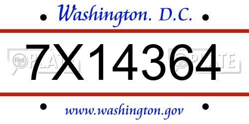 7X14364 District Of Columbia License Plate