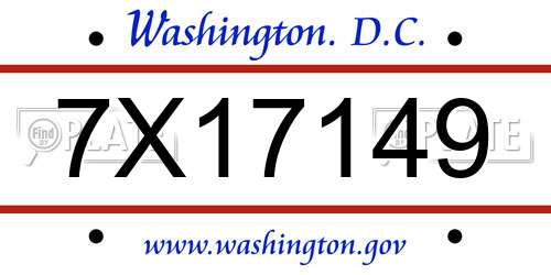 7X17149 District Of Columbia License Plate