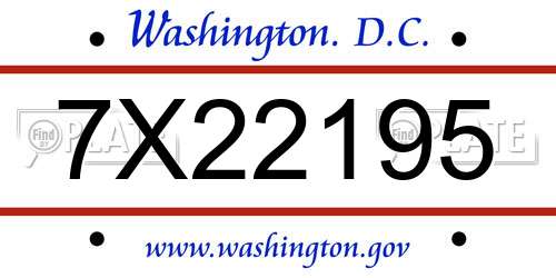 7X22195 District Of Columbia License Plate