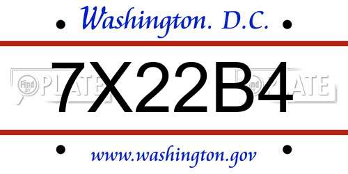 7X22B4 District Of Columbia License Plate