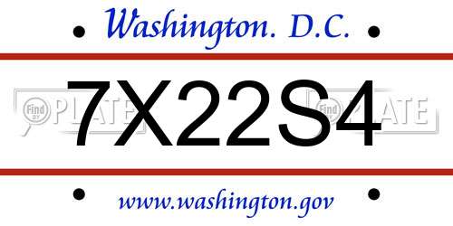 7X22S4 District Of Columbia License Plate
