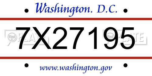 7X27195 District Of Columbia License Plate