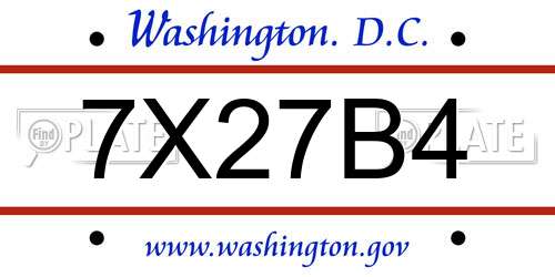 7X27B4 District Of Columbia License Plate
