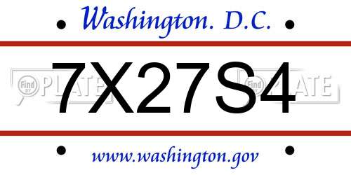 7X27S4 District Of Columbia License Plate