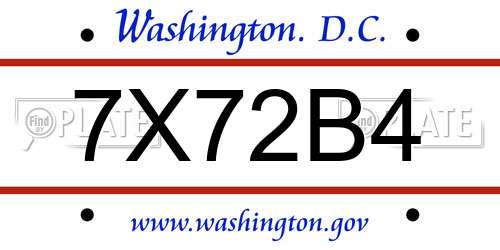 7X72B4 District Of Columbia License Plate