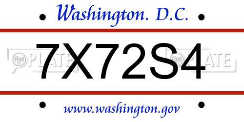 7X72S4 District Of Columbia License Plate