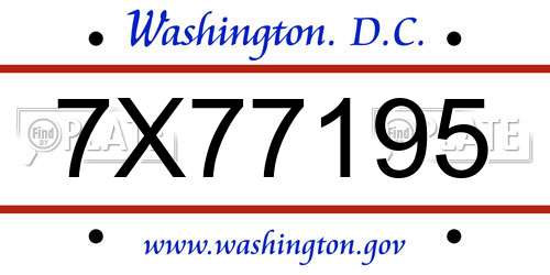 7X77195 District Of Columbia License Plate