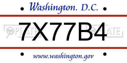 7X77B4 District Of Columbia License Plate