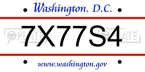 7X77S4 District Of Columbia License Plate