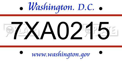 7XA0215 District Of Columbia License Plate