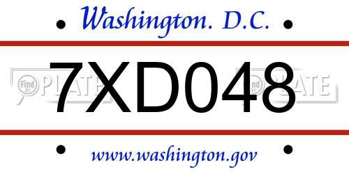7XD048 District Of Columbia License Plate