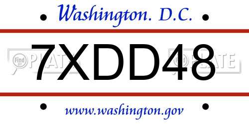 7XDD48 District Of Columbia License Plate