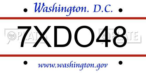 7XDO48 District Of Columbia License Plate