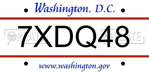 7XDQ48 District Of Columbia License Plate