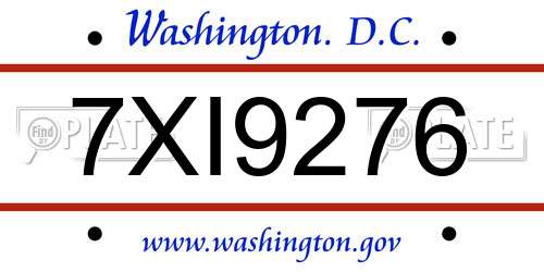 7XI9276 District Of Columbia License Plate