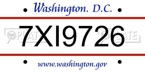 7XI9726 District Of Columbia License Plate