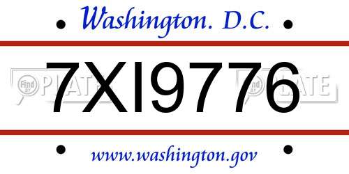 7XI9776 District Of Columbia License Plate