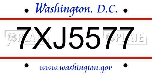 7XJ5577 District Of Columbia License Plate