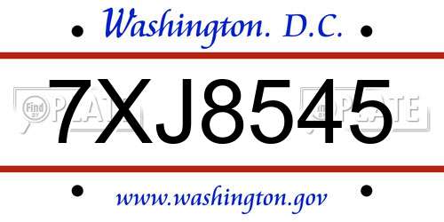 7XJ8545 District Of Columbia License Plate