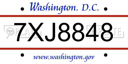 7XJ8848 District Of Columbia License Plate
