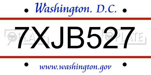 7XJB527 District Of Columbia License Plate