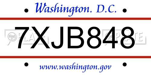 7XJB848 District Of Columbia License Plate