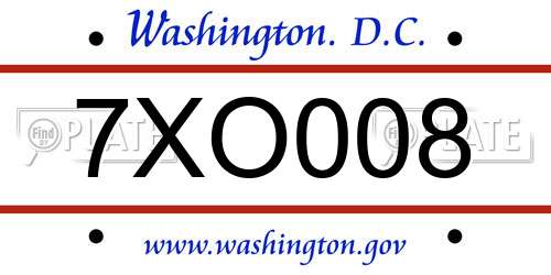 7XO008 District Of Columbia License Plate