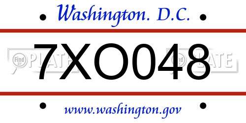 7XO048 District Of Columbia License Plate