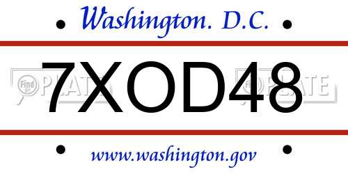 7XOD48 District Of Columbia License Plate