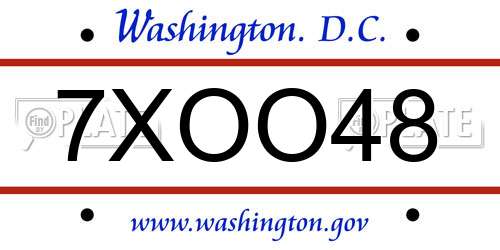 7XOO48 District Of Columbia License Plate