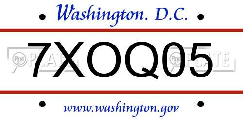 7XOQ05 District Of Columbia License Plate