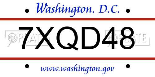 7XQD48 District Of Columbia License Plate